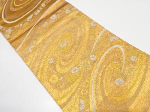 渦巻に花・宝尽くし模様織り出し 袋帯